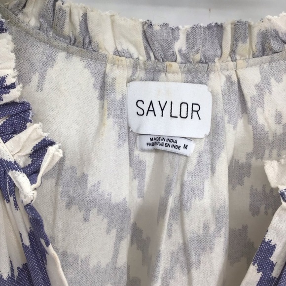 SAYLOR NYC Jaina Revolve Mini Dress Casual Beachy Cotton Indigo Size Medium - Picture 7 of 9